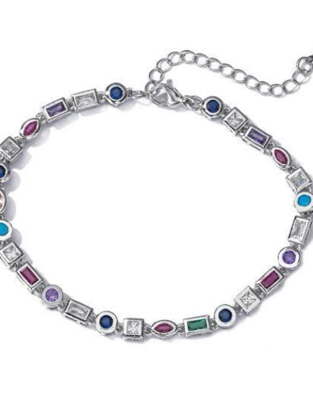 NWT-candy-colored bezel set sterling silver bracelet